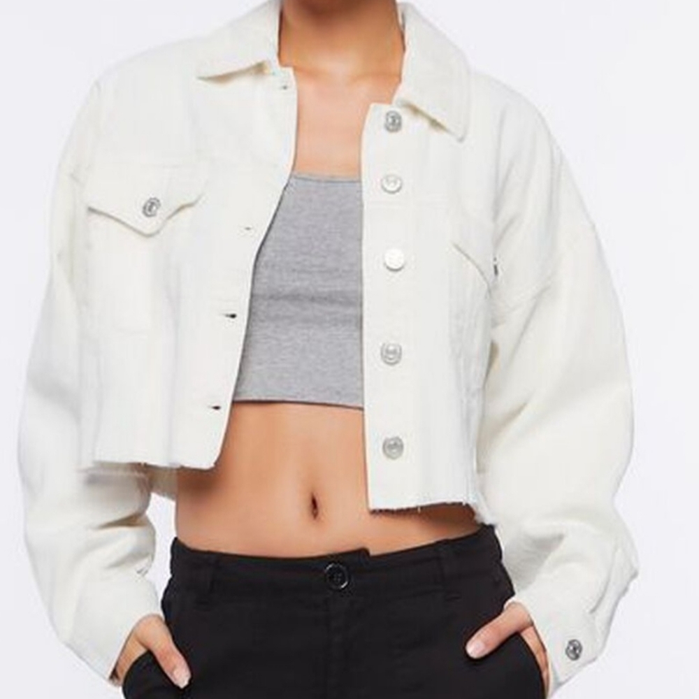 Forever 21 White Jean Jacket